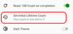 Intitial Lifetime Count Reset Summary 0