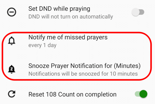 Notify & Snooze Settings